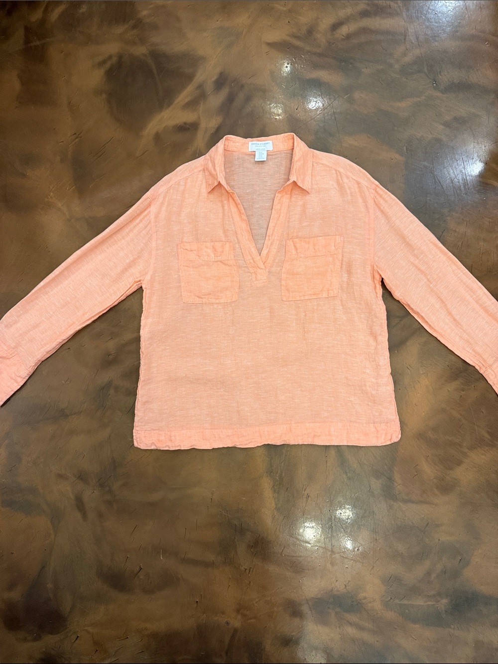 Martha Stewart Peach Collared Split-Neck Tunic
